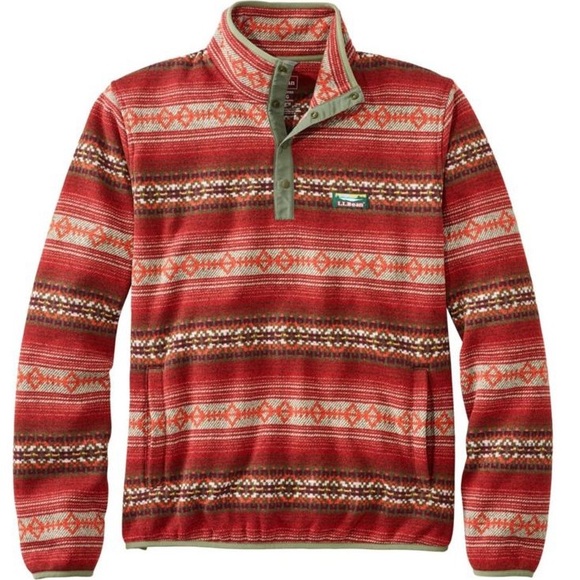 Men's L.L.Bean Sweater Fleece Pullover Aztec Print - Picture 1 of 4